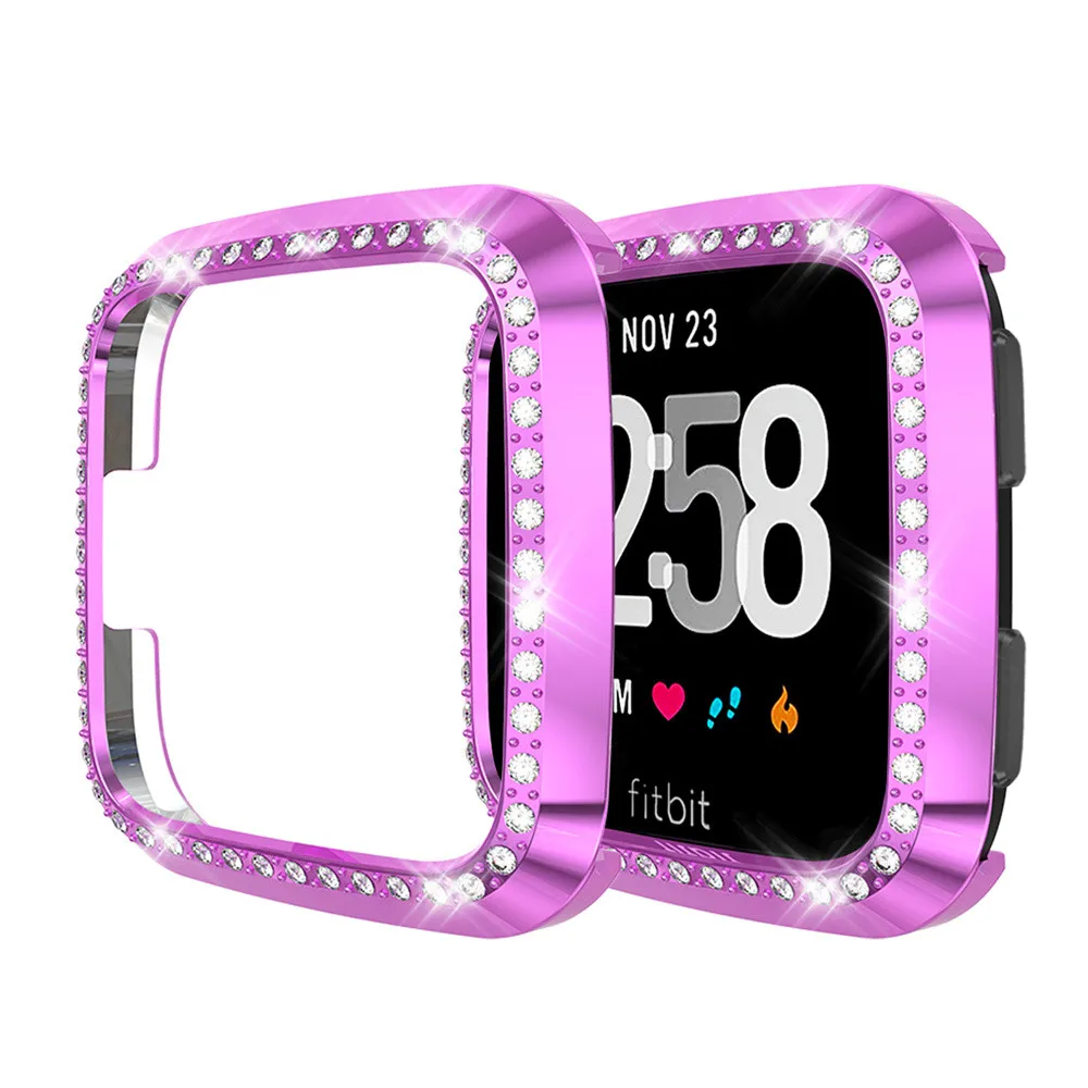 Алмазный блестящий пластиковый чехол для ПК для Fitbit Versa/Versa Lite прочная защитная рамка бампер Smartwatch протектор Аксессуары