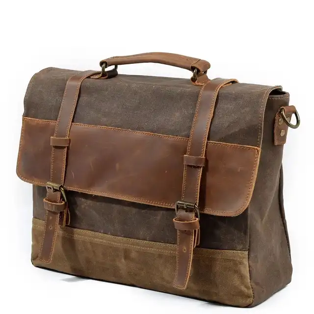 Us 49 99 Off Mens Messenger Bag Waterproof Canvas Leather Men Vintage Handbags Large Satchel Shoulder Bags 15 Inch Computer Laptop Briefcase On
