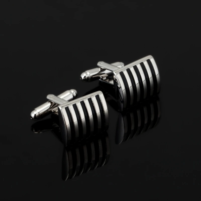 Luxury Cuff links Men Wedding Black stripes Shaped Cufflinks high