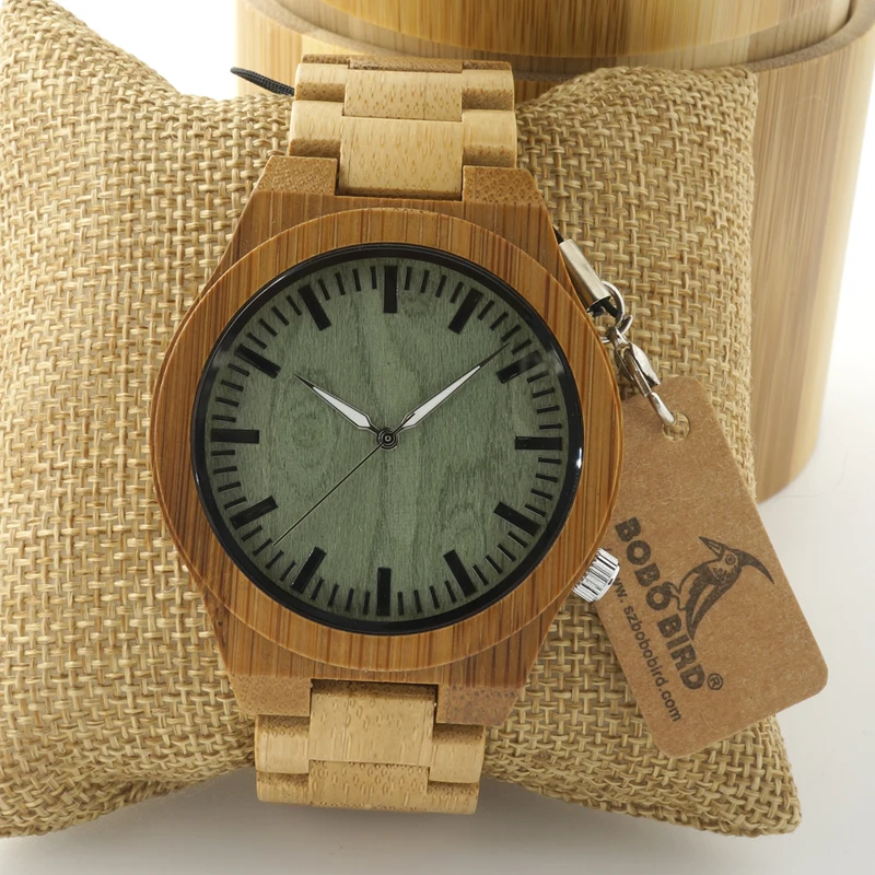 Wristwatch Ghost Eyes Wood Strap Glow Analog Watch with Bamboo Gift Box C-B22 (5)