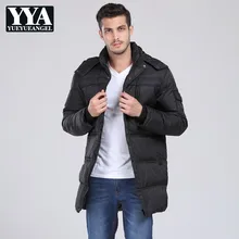 Mens Winter Jacket Duck Down Hooded Black Loose Thick Warm Down Coats Male High Quality Plus Size 10XL Long Overcoat New