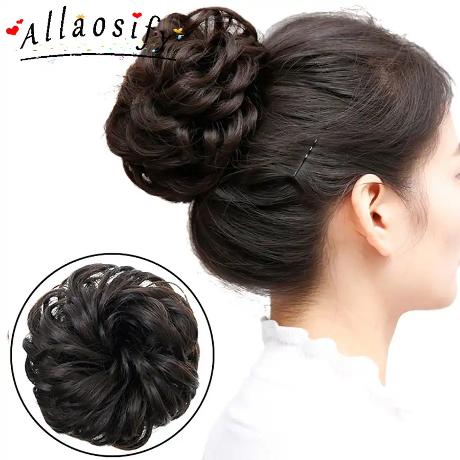Allaosify Synthetic Hair Chignons Elastic Scrunchie Extensions