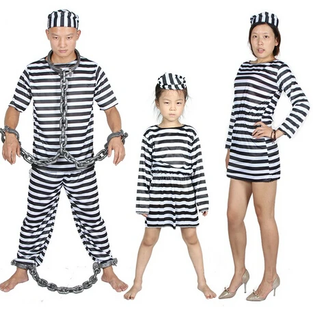 ゲーム黒と白のストライプ刑務所服装大人コスチュームハロウィンパフォーマンス服刑務所スーツ用子供ファミリー服 Prison Suit Adult Costumecostume Halloween Aliexpress