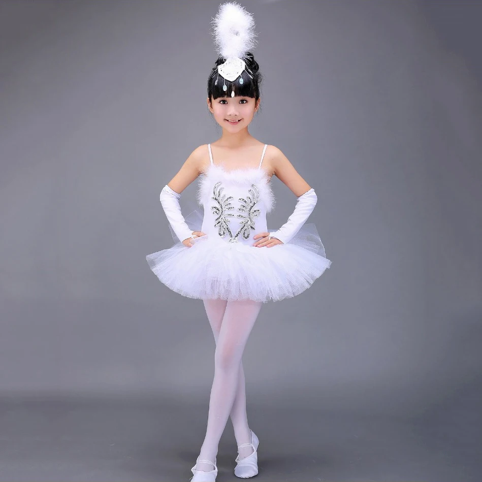 Мода 3/4 шт. полиэстер спандекс юбка-пачка для малышей лебедь костюм балетное платье Милая Одежда для танцев, платье балерины для детей