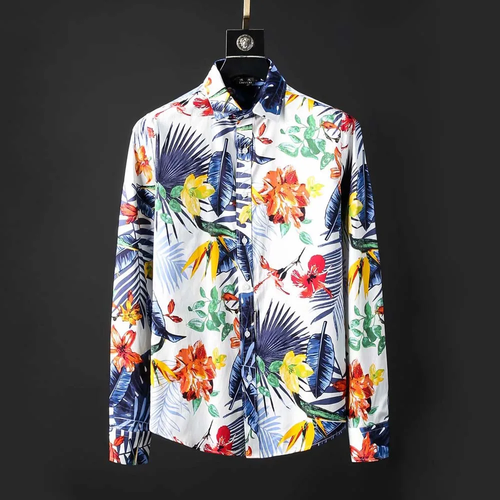 

DUYOU Brand Men 100% Cotton Shirt Men Long Sleeve Shirt Mens High Quality Flower Casual Shirts Mens Business Dress Shirts DY2122