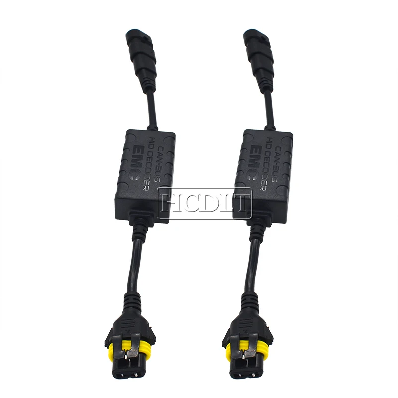 HCDLT 2PCS Canbus HID Decoder For Car Headlight HID Xenon Kit H1 H3 H7 H11 9005 9006 No Error EMC Warning Canceller Harness Wire (2)