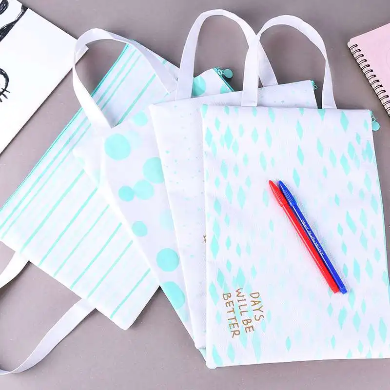 

Green Mood A4 File bag Canvas Big Capacity Document Bag Business Briefcase Storage for Papers Stationery Student Gift