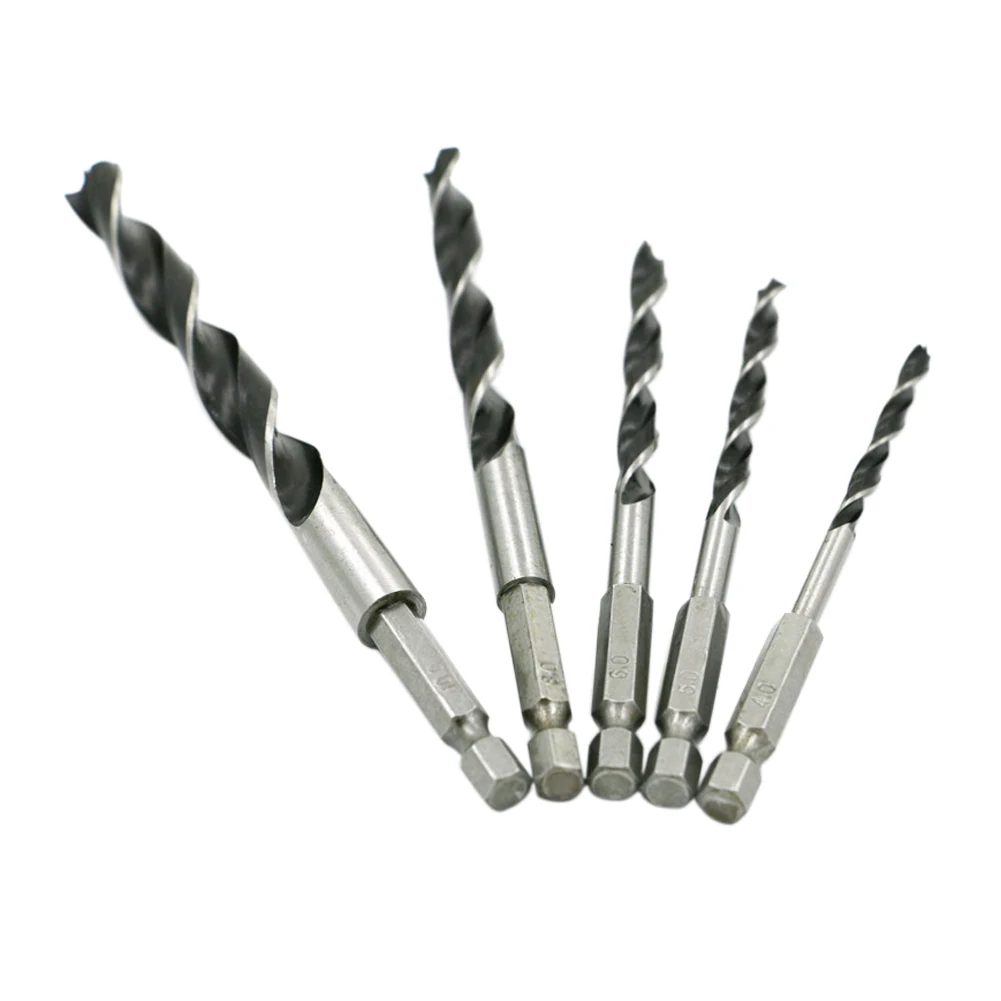 New 5 Pcs Quick Change Design 1/4 Hex Shank Wood Drill Reamer Bit Sets
