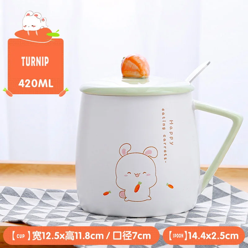 Кружка с рисунком кота, новинка, керамические чашки, креативная керамическая чашка для молока, индивидуальный фарфоровый чайный стакан, 400 мл тумблера для друзей и детей - Цвет: turnip 420ml