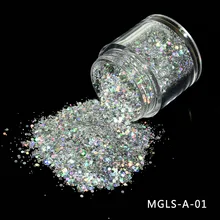 1 коробка хамелеон 3D голографический блеск блесток серебряный блеск для ногтей порошок нерегулярные хлопья Звездные фольги маникюрные советы MGLS-A-01