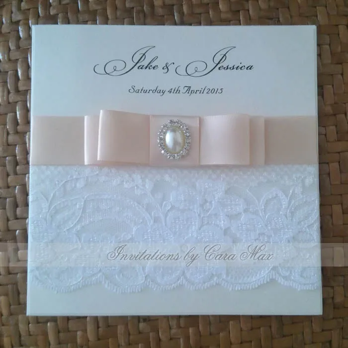 Розовые свадебные приглашения с лентой и пряжкой CA0633|invitations pink|invitation weddinginvitation