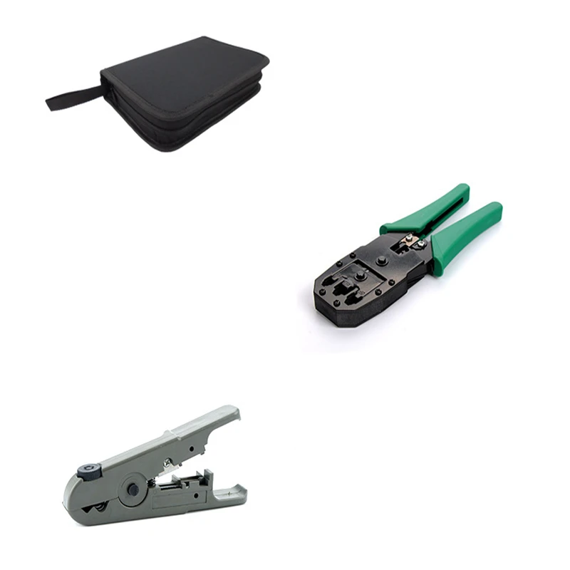 14 teile/satz Tragbare Netzwerk Kombination Kabel Draht Tester Crimpen Cutter Punch Werkzeuge RJ11 RJ12 RJ45 Computer Network Tool Kit