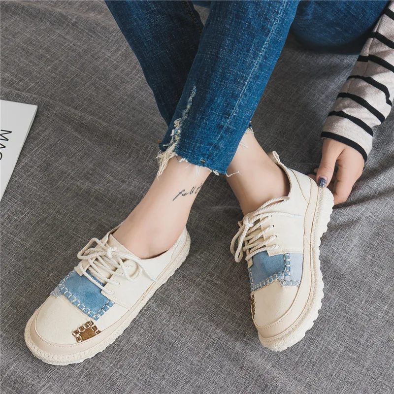 

Women Casual Shoes 2018 Fashion Women's Vulcanize Shoes Lace Up Ladies Canvas Shoe Female Leisure Flat Footwear Women Sneakers