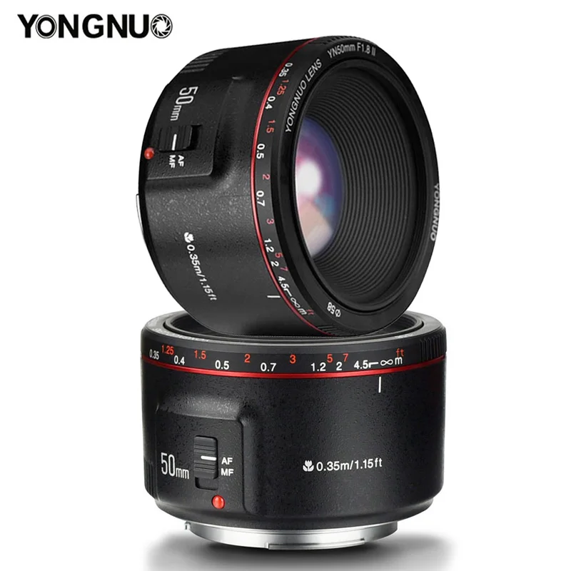 YONGNUO YN50mm F1.8 II яркий большой апертуры AF MF 50 мм стандартный основной объектив Автофокус металлическое Крепление для Canon DSLR камеры