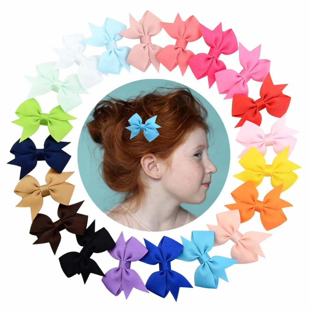 

20pcs/lot 2.16 Inch Kids Small Bows Hair Clip Girls PinWheel Bows Hairpins Summer new Hair Accessories Hair Clips 811