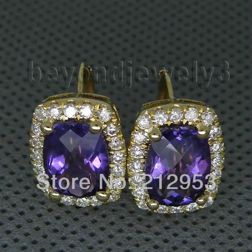 Женские серьги с аметистом из желтого золота 14 к 7x10 мм|earrings for|earrings for womenearrings earring |