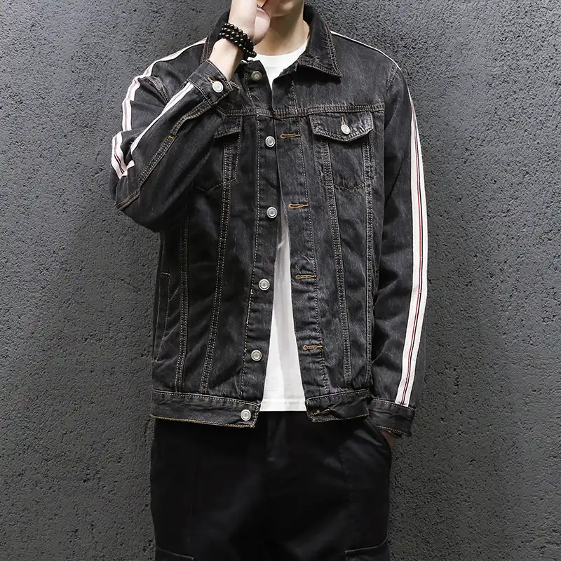 striped jeans jacket