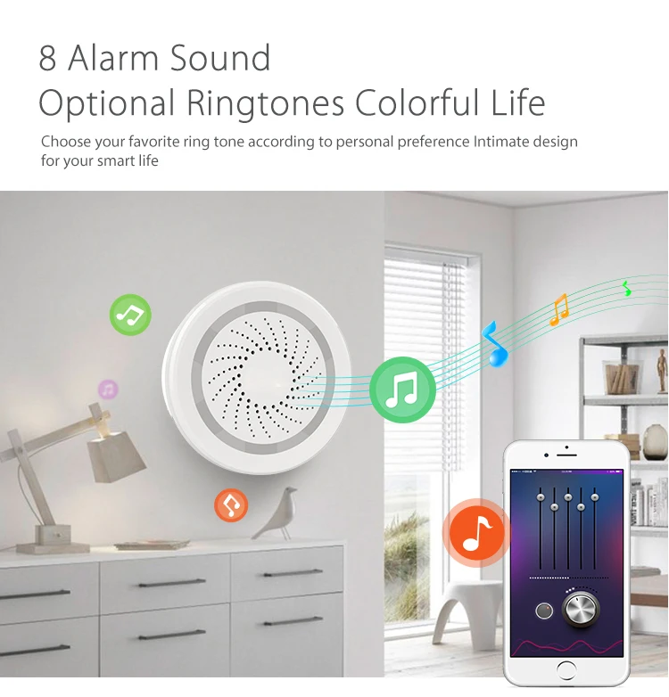 Умный дом WiFi звуковой сигнал сирена Датчик USB питание через iOS Android приложение уведомления Plug And Play нет требования к концентратору