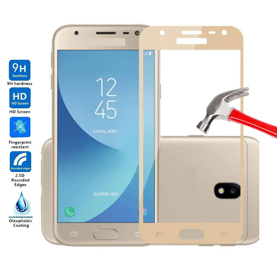 9H Tempered Glass for Samsung Galaxy J3 2017 Full cover Screen Protector J330F glass | Мобильные телефоны и аксессуары