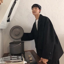 Летний корейский мужской простой Свободный дикий с длинными рукавами сплошной цвет узор повседневный деловой пиджак