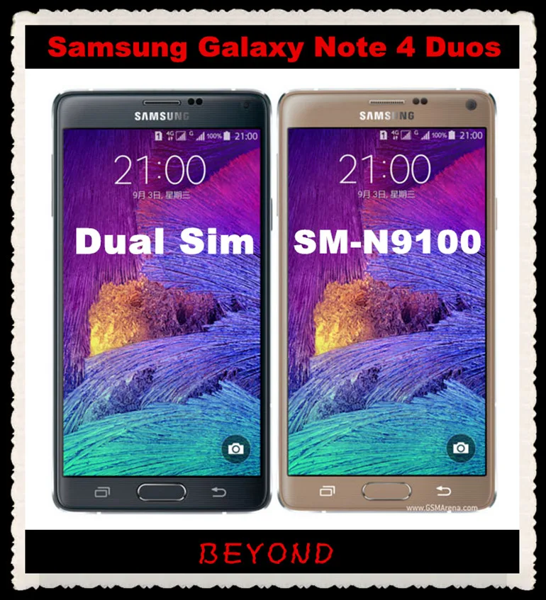 Samsung Galaxy Note 4 Duos N9100 разблокированный 3G и 4G GSM Android телефон Note4 Dual Sim N9100 четырехъядерный 5," 16 Мп wifi gps