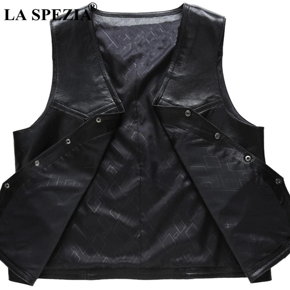 LA SPEZIA, роскошный бренд, натуральная кожа, жилет из овчины, мужская коричневая деловая куртка, безрукавка, весенний мотоциклетный жилет, мужской