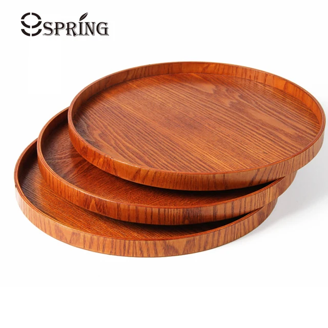 Large Round Wood Serving Tray Coffee Tea Wooden Snack Large Round Wood Serving Tray Coffee Tea Wooden Snack Fruit Plate Bar Cafe Food