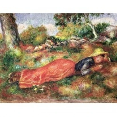 Young Girl Sleeping on the Grass Poster Print by Pierre-Auguste Renoir (24 x 18)