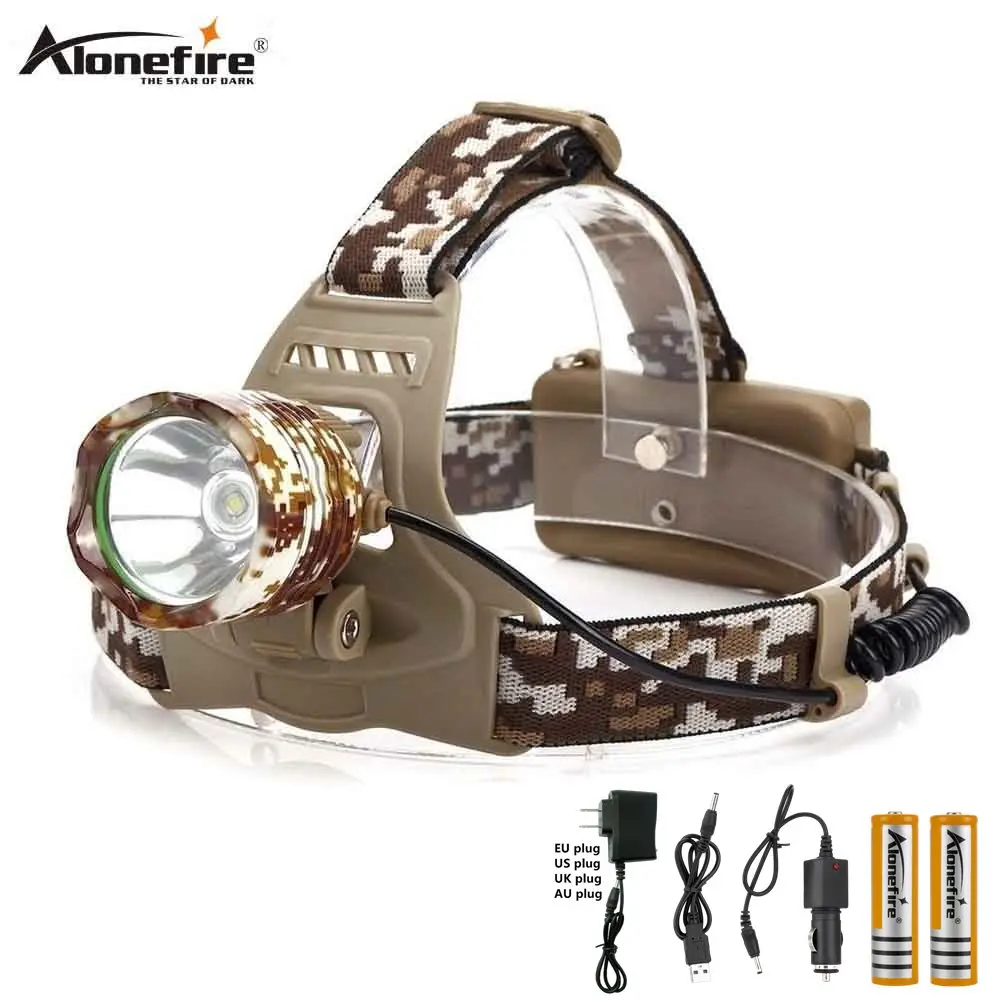 AloneFire HP07 Камуфляжный головной свет Cree XM L T6 LED 2000LM светодиодный фонарь с зарядным