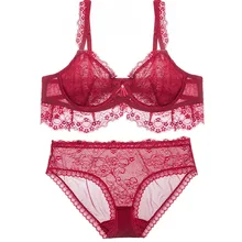 Женский набор соблазнительных бюстгальтеров кружевное летнее ультра-тонкое нижнее белье Прозрачное нижнее белье черный белый красный плюс размер 70 75 80 85 B C D cpu JY381