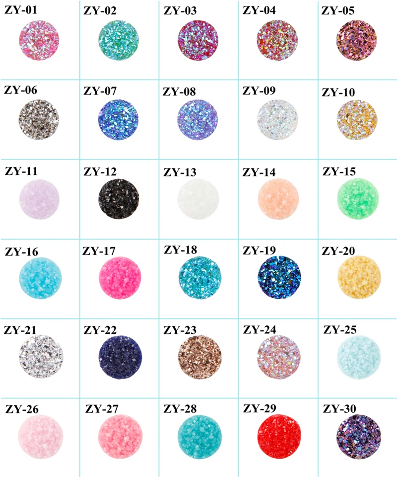 100pcs 12mm Round Resin CabochonsIridescent Faux Druzy Cabochons,Mermaid Deco,Silver