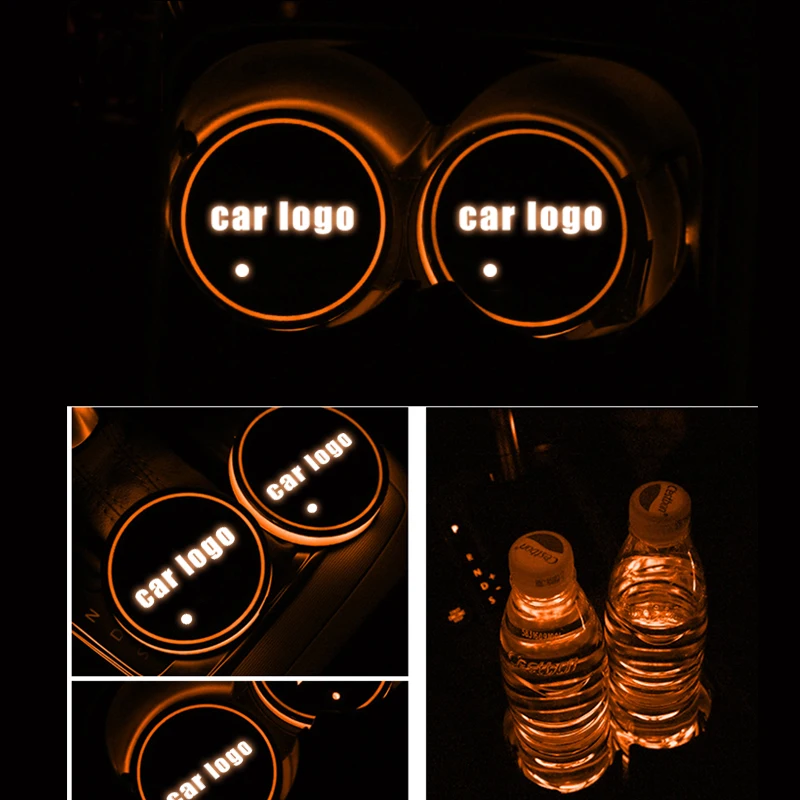 Логотип знак автомобиля Led блестящий стакана воды Pad Groove люминесцентные