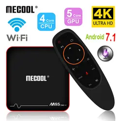 MECOOL M8S PRO W голос Управление Smart ТВ коробка Android 7,1 Amlogic S905W 2 ГБ Оперативная память 16 ГБ Встроенная память комплект top Box 2,4 г Wi-Fi 4 К HD медиаплеер