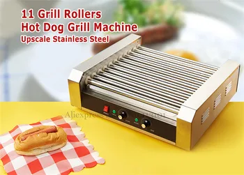 

Electric Hot-dog Grill Commercial Hotdog Maker Warmer 11-roller Cooker Grilling Machine without Hood Cover
