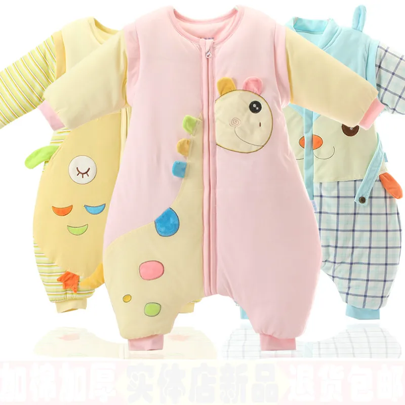 

High quality baby sleeping bag autumn winter infant cartoon sleeping bag anti-kick warm cotton sleepsack detachable sleeves