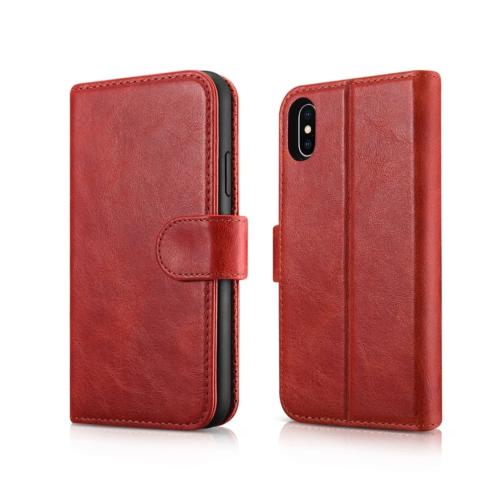 Icarer Luxury Detachable 2 in 1 Vintage Leather Wallet Folio Case For