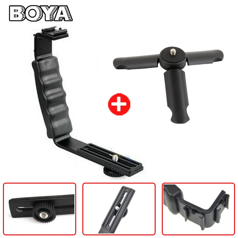 Mini Microphone Tripod+L Bracket Stand With 2 Hot Shoe for Zhiyun Smooth Q/DJI OSMO Mobile2 Feiyu Gimbal BY-MM1 Light | Электроника