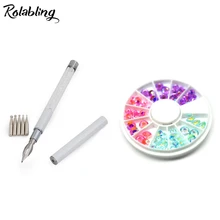 Rolabling щеточка со стразами набор для дизайна ногтей Стразы для украшения хрустальные стразы аксессуары аппликатор точечная ручка