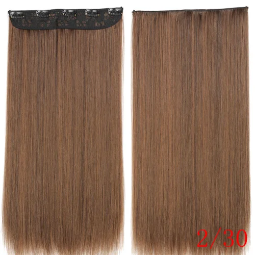 Miss wig 55 см длинный синтетический зажим для наращивания волос 5 зажим прямые пряди термостойкий черный коричневый цвет - Цвет: Кофе
