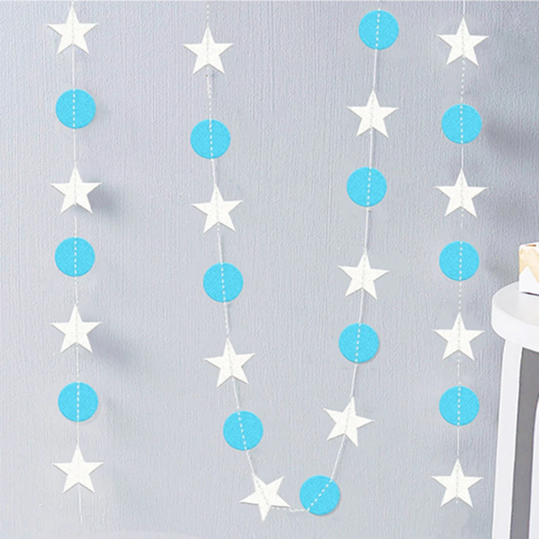 4m Hanging Paper Garland Chain Round Circle And Stars