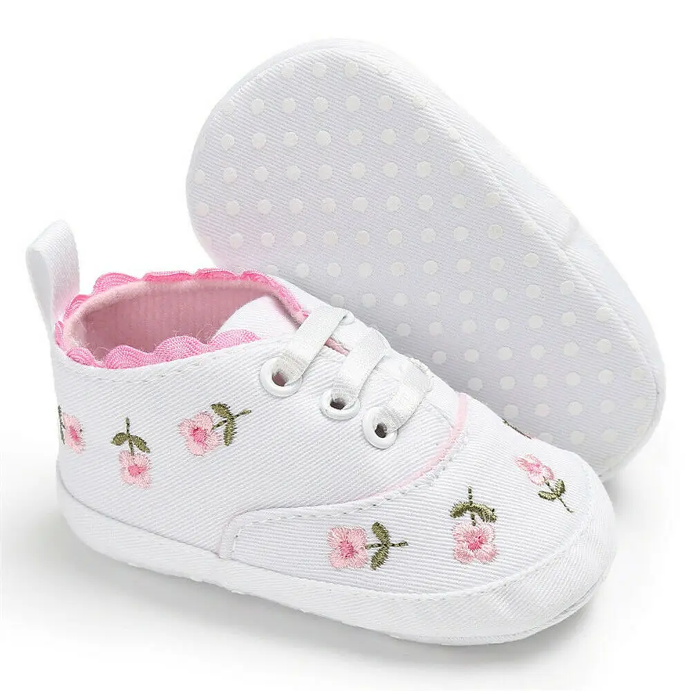 Цветочный Младенец Малыш Ребенок Девочка мягкая подошва обувь для малышей летние кроссовки принцессы обувь милая новорожденная девочка мягкая подошва кроватка - Цвет: Белый