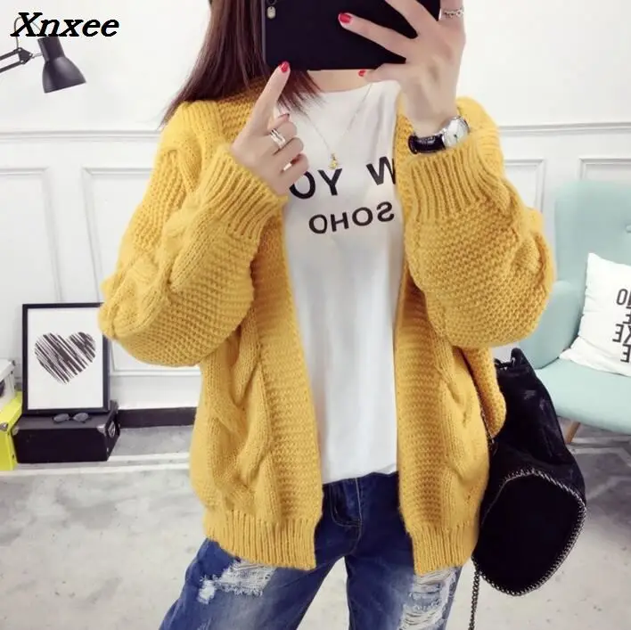 2018 Women Sweater Tops Vintage Ladies Cardigans White Pull Femme Winter Casual Sweater Xnxee