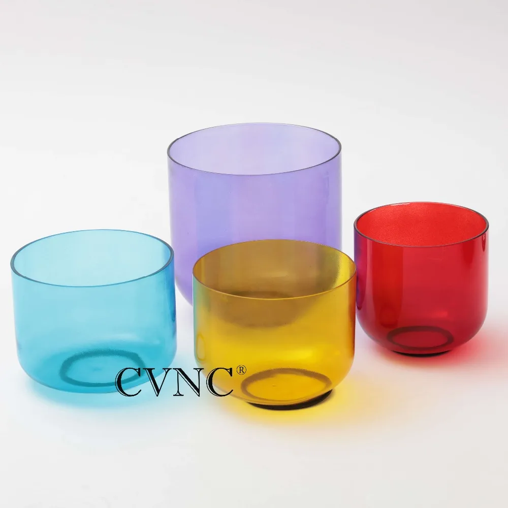 

Chakra tuned set of 5 pcs 6"-10" Color Clear Quartz Crystal Singing Bowls
