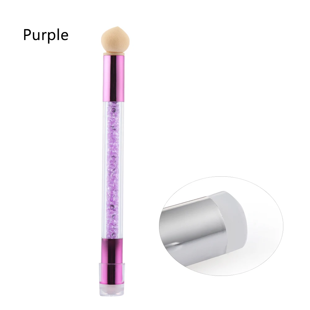 Кисть для нейл-арта, губка, силиконовая двухголовая градиентная ручка, цветущий УФ-гель, щетка для чистки ногтей, щетка для чистки ногтей - Цвет: Purple 1
