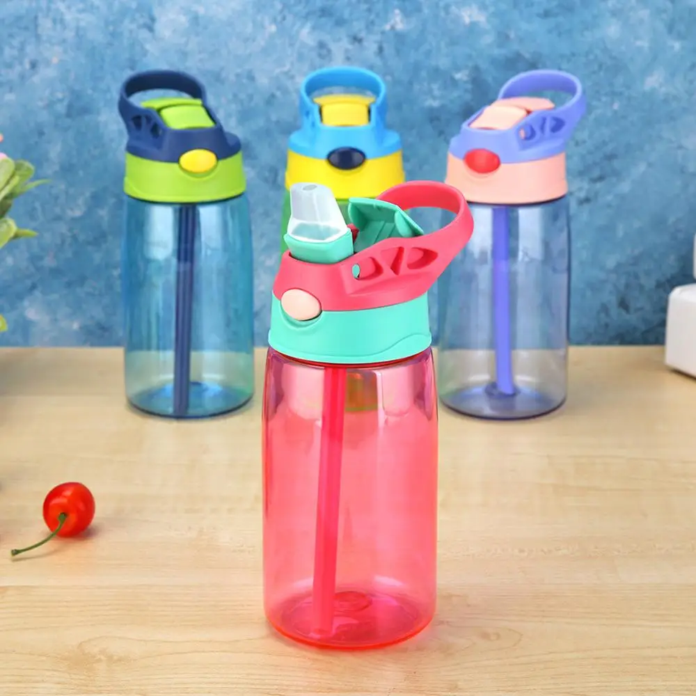 

480mL Plastic Sports Water Bottle with Straw Leakproof Drinking Cup Coffee Portable Kettle Fruit infusion Kids Drink for Outdoor