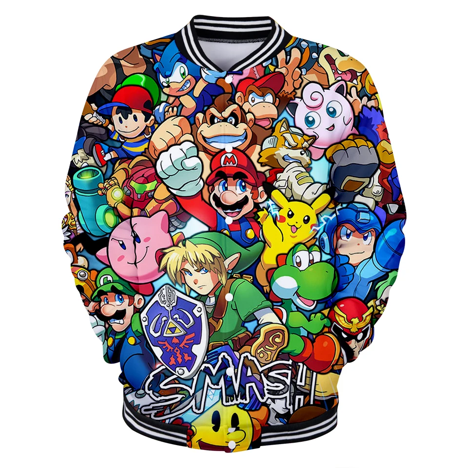 

Super Mario 3D Full Print Sweatshirt Baseball Jacket Boys Girl Long Sleeve Cartoon Hoodies funny casual Jackets Coat 4XL Clothes