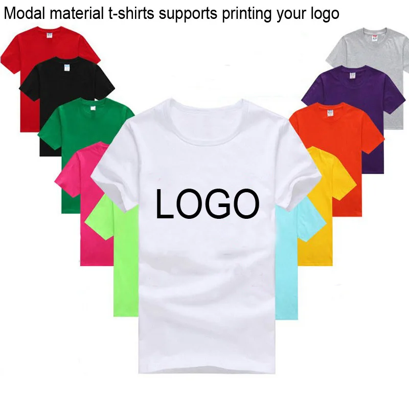 

10pcs a lot White Modal T-shirts Adult Free Printing Your LOGO Men Clothes Outside Shirts High ealstic Top Tees Summer