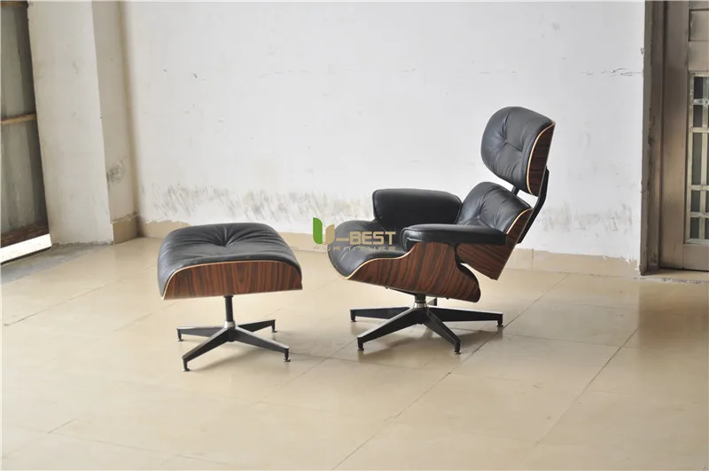 black real leather eames lounge chair  (1)