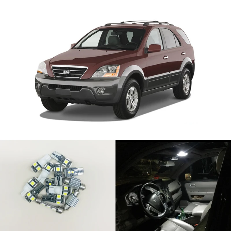 

Fit For Kia Sorento 2003-2008 WHITE CAN-bus Led Interior Package Bulbs Kit For Car Map Dome Trunk Courtesy License Plate Light