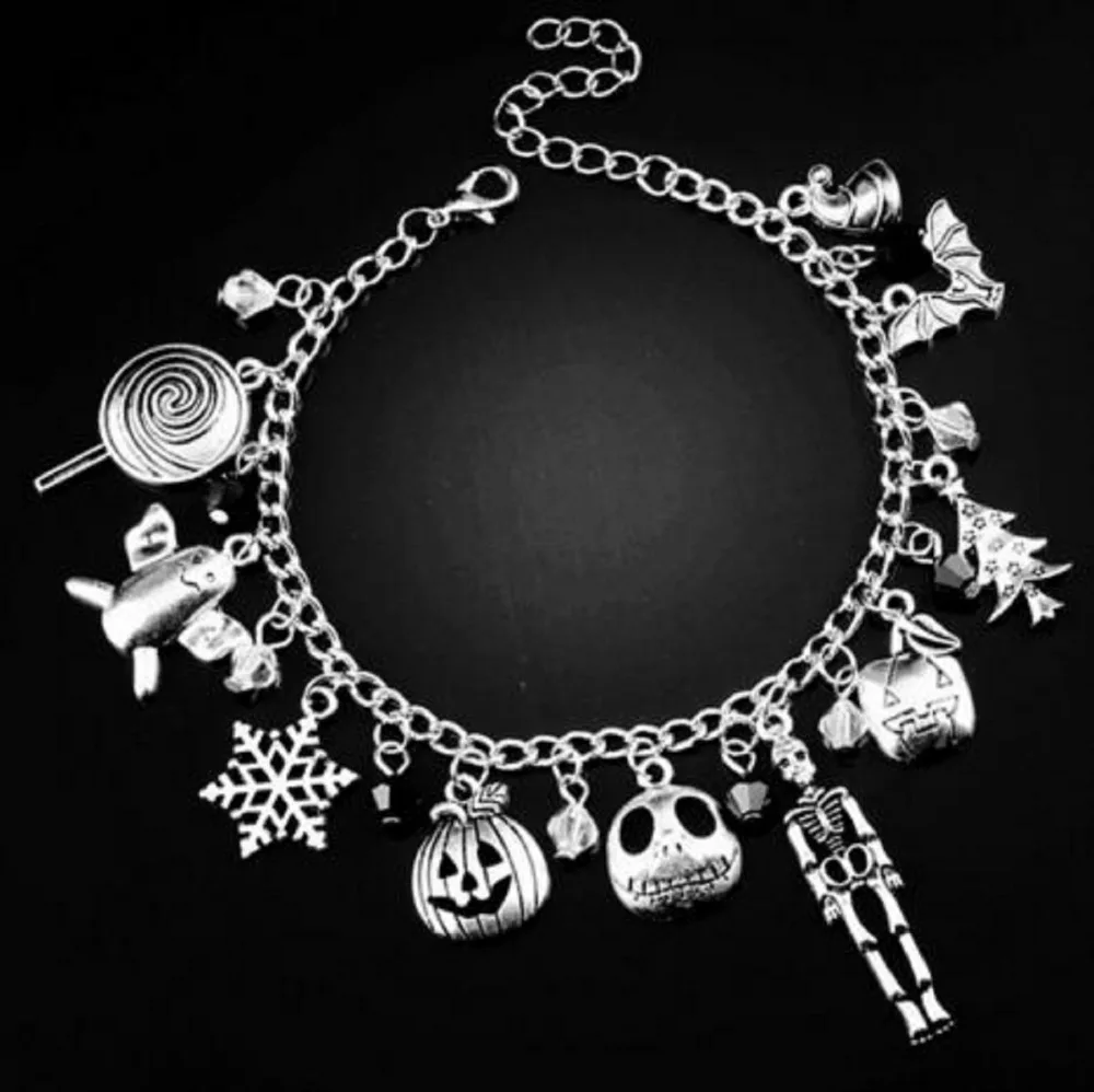 

2018 The Nightmare Before Christmas figure Bracelet Halloween Jack Skellington Sally Snowflakes Skull Pumpkin model toys